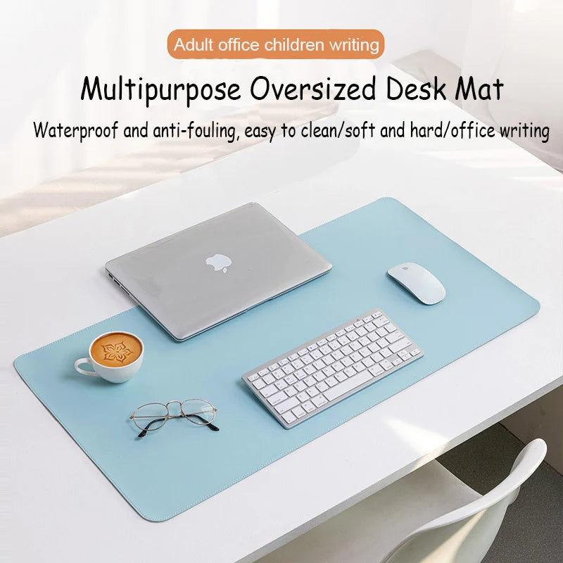 White Large PU Suede Mouse Pad - Waterproof Non-Slip Desk Mat for Gaming & Keyboard