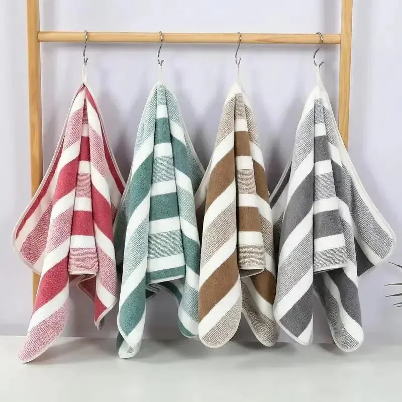 Striped Microfiber Towel Set – 70 x 140 cm (27.6 x 55.1 in) Bath + 35 x 75 cm (13.8 x 29.5 in) Face Towel – Quick Dry, Soft & Absorbent