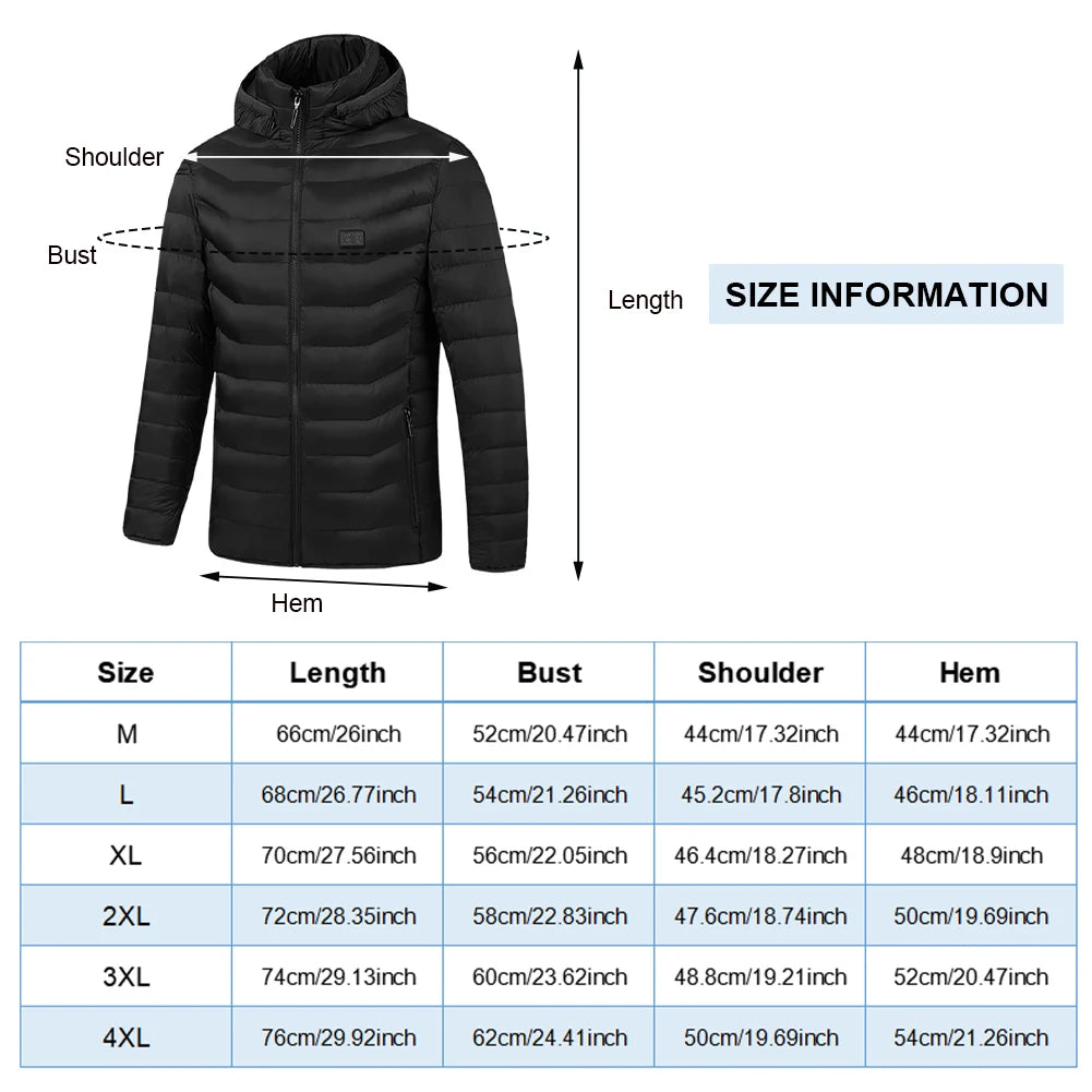 USB Heated Jacket - 11-Zone Rechargeable Electric Winter Coat for Men & Women, Thermal Outdoor Heating Jacket