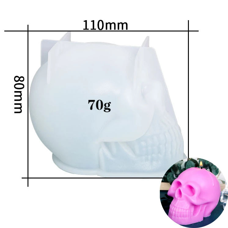 3D Skull Silicone Mold for Candle & Soap Making – DIY Halloween Plaster & Epoxy Craft Casting Mold