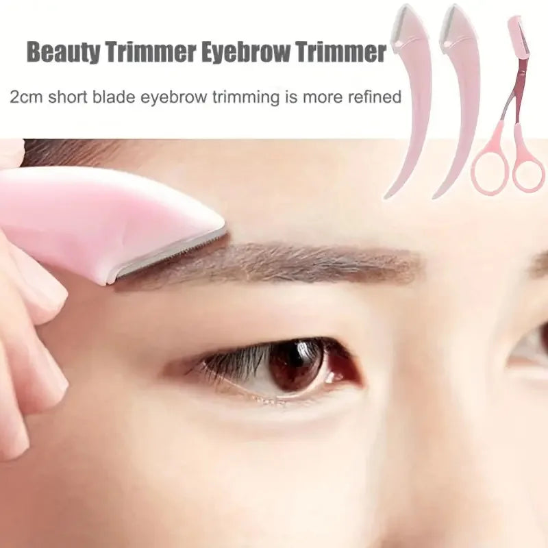 Eyebrow Trimmer Kit – Curved Razor & Scissors with Comb | Beginner-Friendly Brow Grooming Tools