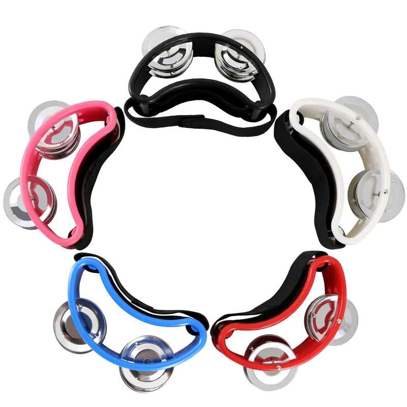 2-Pack Elliptical Hand & Foot Jingle Drum Tambourines – Kids Musical Percussion Instrument for Party & Music Education
