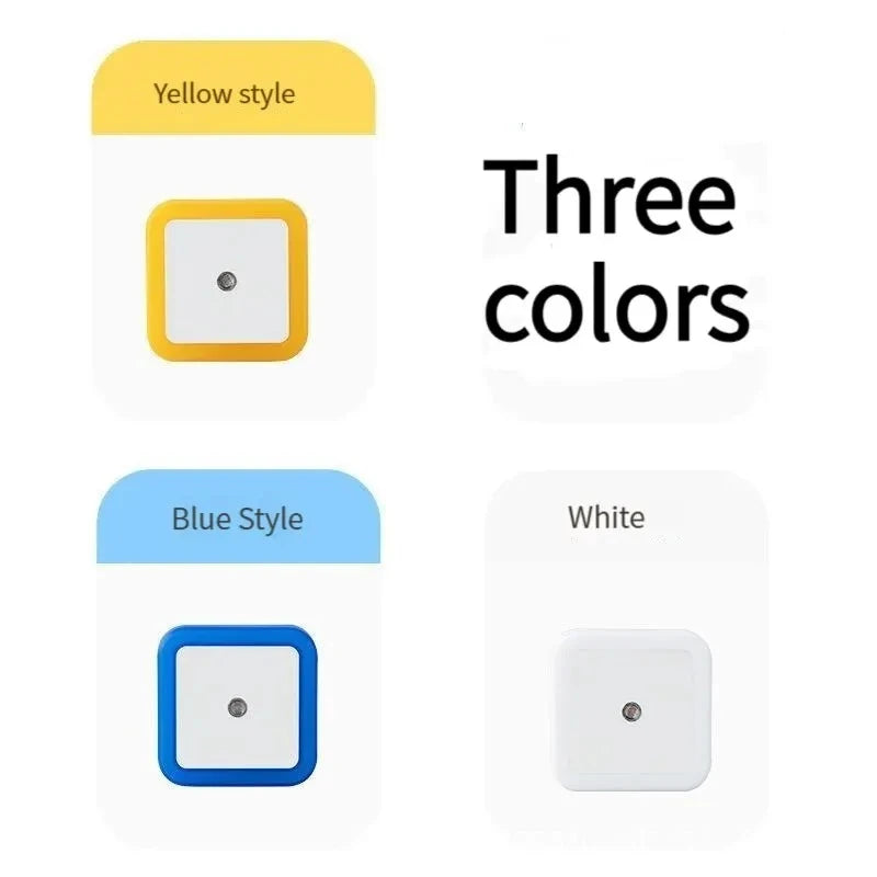 Wireless LED Night Light with EU Plug — Light Sensor Tricolor Nightlight for Kids Bedroom