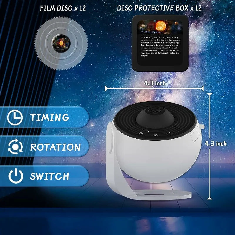 LED Galaxy Star Projector Night Light 360° Rotating Planetarium Lamp — 12-in-1 HD Scenes for Kids Room & Bedroom