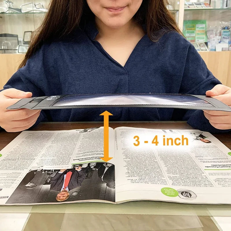 A4 Large Sheet Magnifier 12 x 7.5 in (30 x 19 cm) — 3X Fresnel Reading Lens Page Magnifier Reading Aid