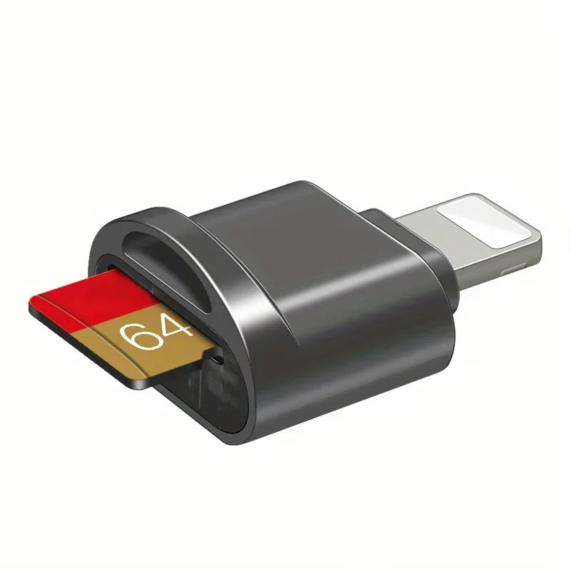 Lightning Micro SD Card Reader for iPhone & iPad OTG TF Adapter — Supports up to 512GB, FAT32/exFAT, iOS 13+