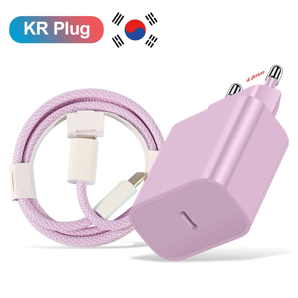 20W USB-C PD Fast Charger with USB-C Cable — 1-Port Wall Adapter for iPhone 15, Samsung S23 Ultra, Xiaomi Redmi Note 12