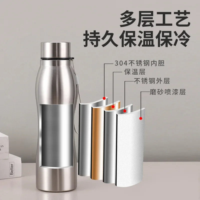 1L (33.8 fl oz) Stainless Steel Vacuum Thermos Water Bottle – Durable Sport Flask for Camping & Gym