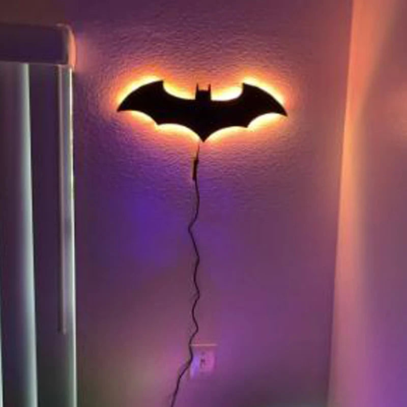 Wooden Bat LED Wall Lamp with Remote - Decorative Night Light for Bedroom, Living Room & Bar