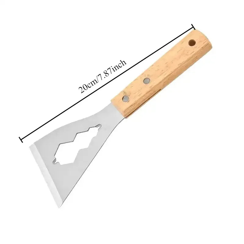 Multifunction Stainless Steel Putty Knife with Wooden Handle, Heavy-Duty Ash Scraper and Paint/Cement Scraper