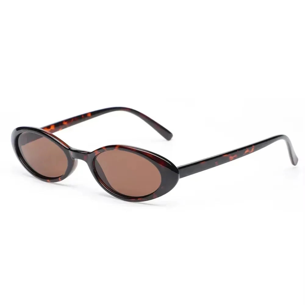 Small Oval Leopard Print Sunglasses - Retro Travel Fashion Shades, UV400 Protection