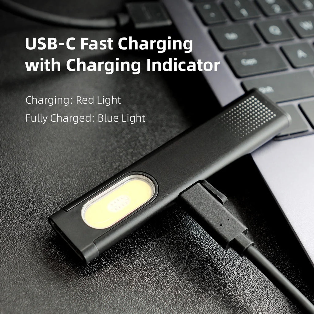 USB-C Rechargeable LED Keychain Flashlight 800 lm Mini Magnetic Waterproof Pocket Torch Work Light