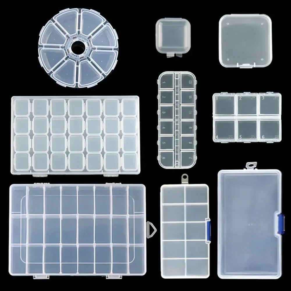 Adjustable Clear Jewelry Storage Box – Plastic Compartment Organizer for Earrings, Beads & Small Accessories