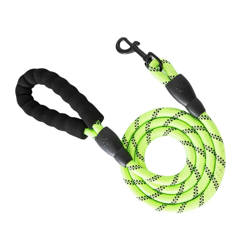 Reflective Padded Handle Dog Leash - Heavy-Duty Double Rope, 1.5 m (4.9 ft) for Small to Large Dogs