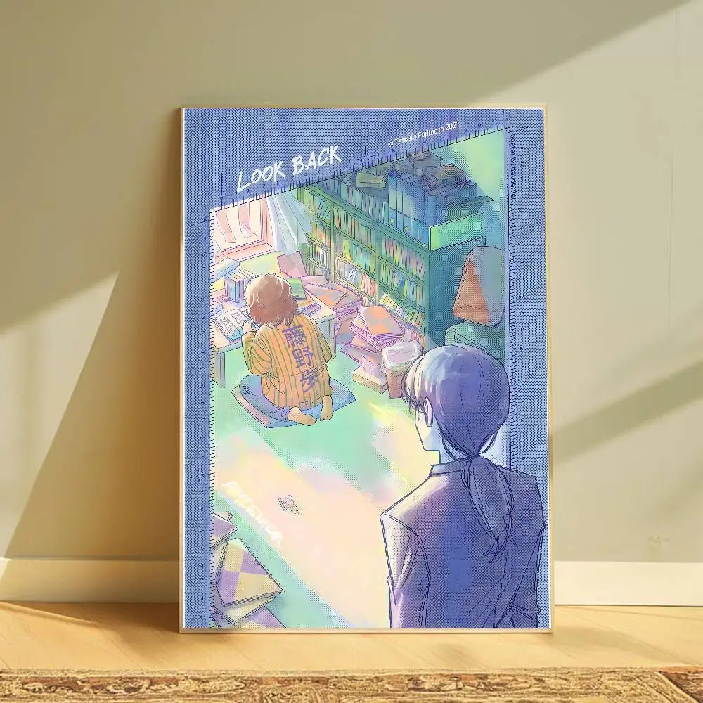 Anime Look Back Poster Removable Waterproof Sticky Wall Art Aesthetic Decor for Living Room Bedroom Bar