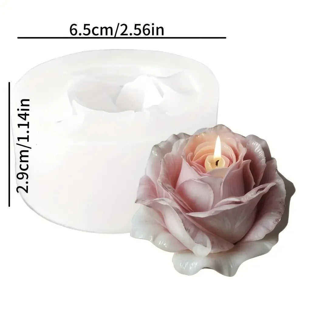 1 Reusable Rose S1-Pack Rose Silicone Mold for Soap, Candle, Clay & Plaster Crafts, Layered Petal Realistic Center, Flexible Reusable DIY Mold