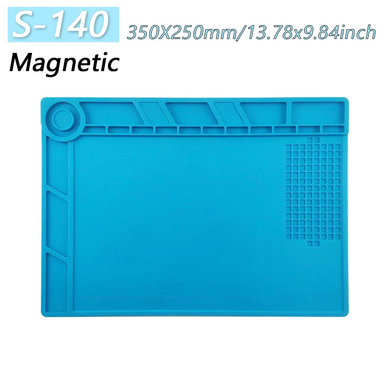 Magnetic Silicone Soldering Mat – Heat Resistant 932°F (500°C) Anti-Static Work Mat for Phone Laptop Watch Repair