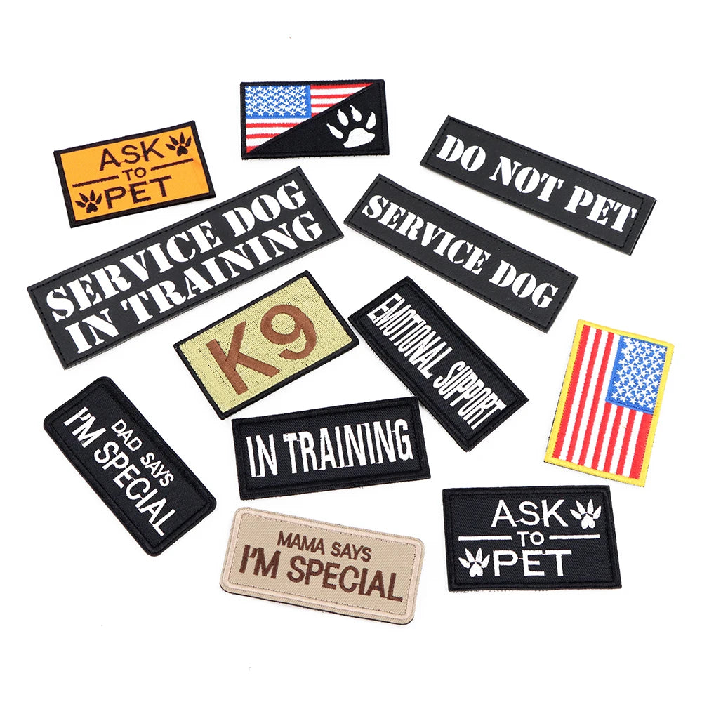 1-Pack Removable Embroidered Service Dog Patch – Tactical ID Patch for Harness, Vest & Leash (Fits Dogs & Cats)