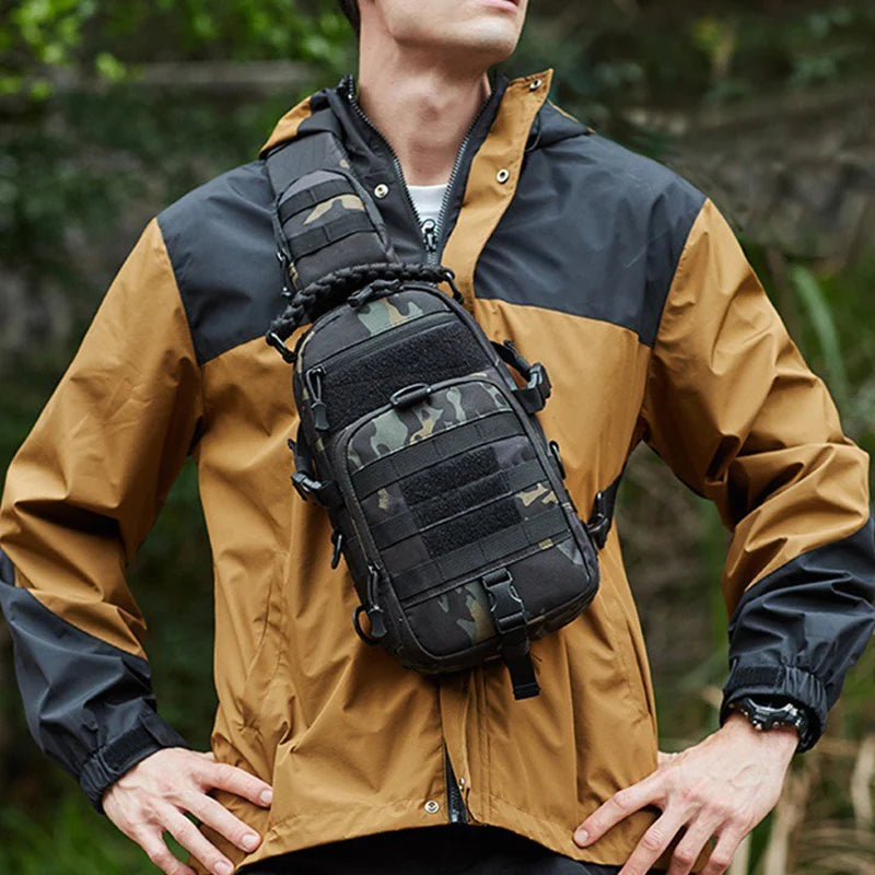 Tactical Chest Sling Bag for Men - Outdoor Hiking Camping Fishing Cycling MOLLE Shoulder Fanny Pack