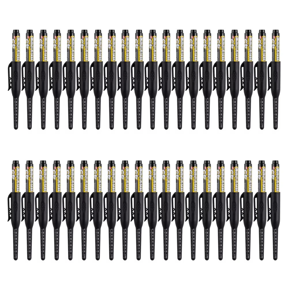 Waterproof Carpenter & Tile Marker Pen 45mm Long Nib — Deep-Hole Woodworking Marker, Black Blue Red (1–6 Pack)