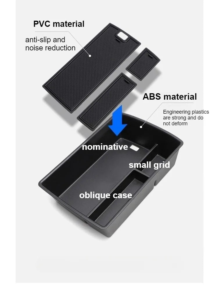 Armrest Storage Box - Car Center Console Organizer Tray TPE Auto Interior Storage
