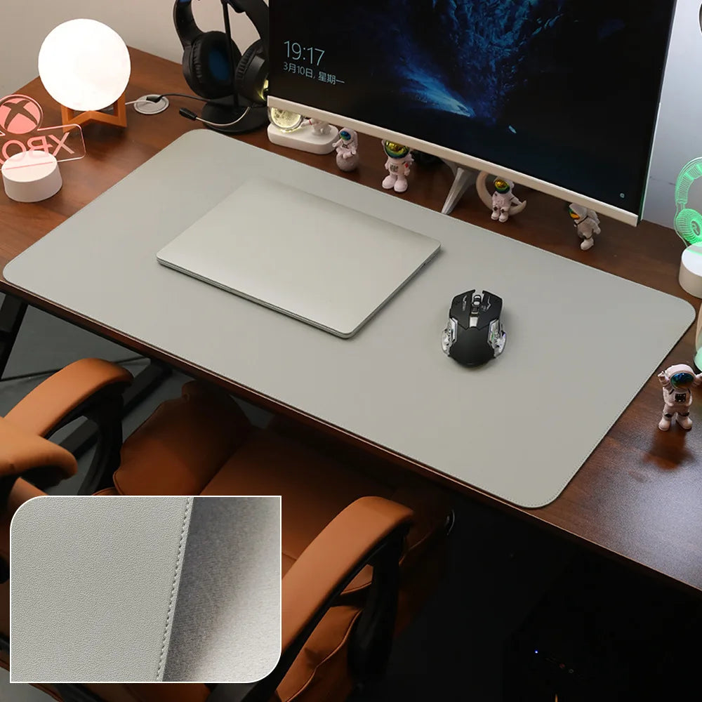 Large PU Leather Desk Pad Non-Slip Stitched Edge Office Mouse Pad and Desk Blotter