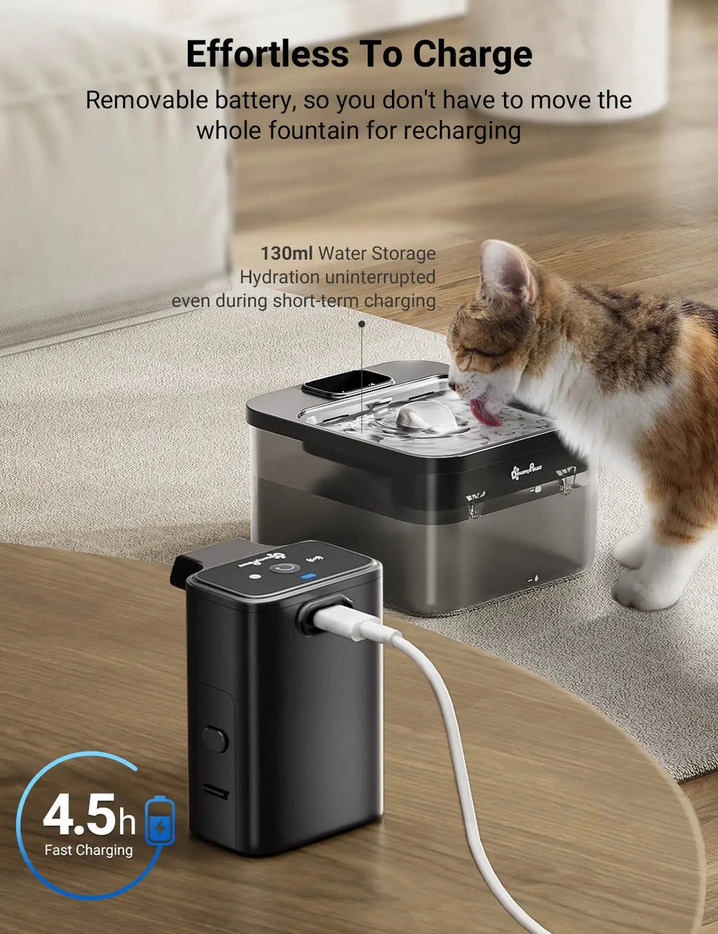 2.5L (84.5 fl oz) Automatic Stainless Steel Cat Water Fountain – Wireless 4000mAh Battery Sensor 2-in-1 Pet Dispenser