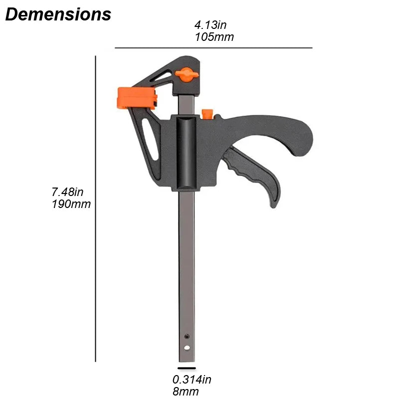 4 in (100 mm) Quick-Release F Bar Clamp — One-Handed Ratchet Clamp for Woodworking, 65 lb
