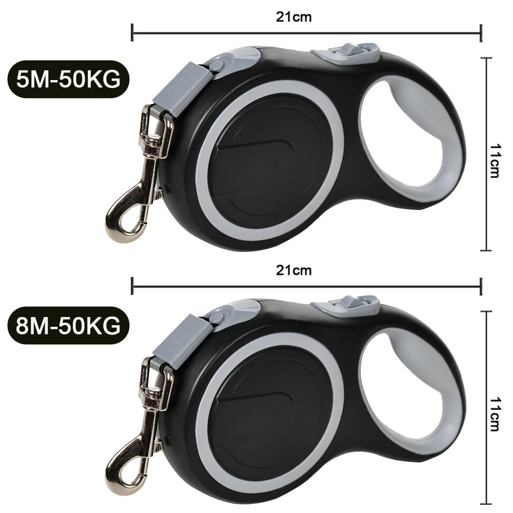 Retractable Dog Leash for Large Dogs – Durable Nylon Extendable 16.4ft/5m & 26.2ft/8m Walking Lead with Quick-Release Handle