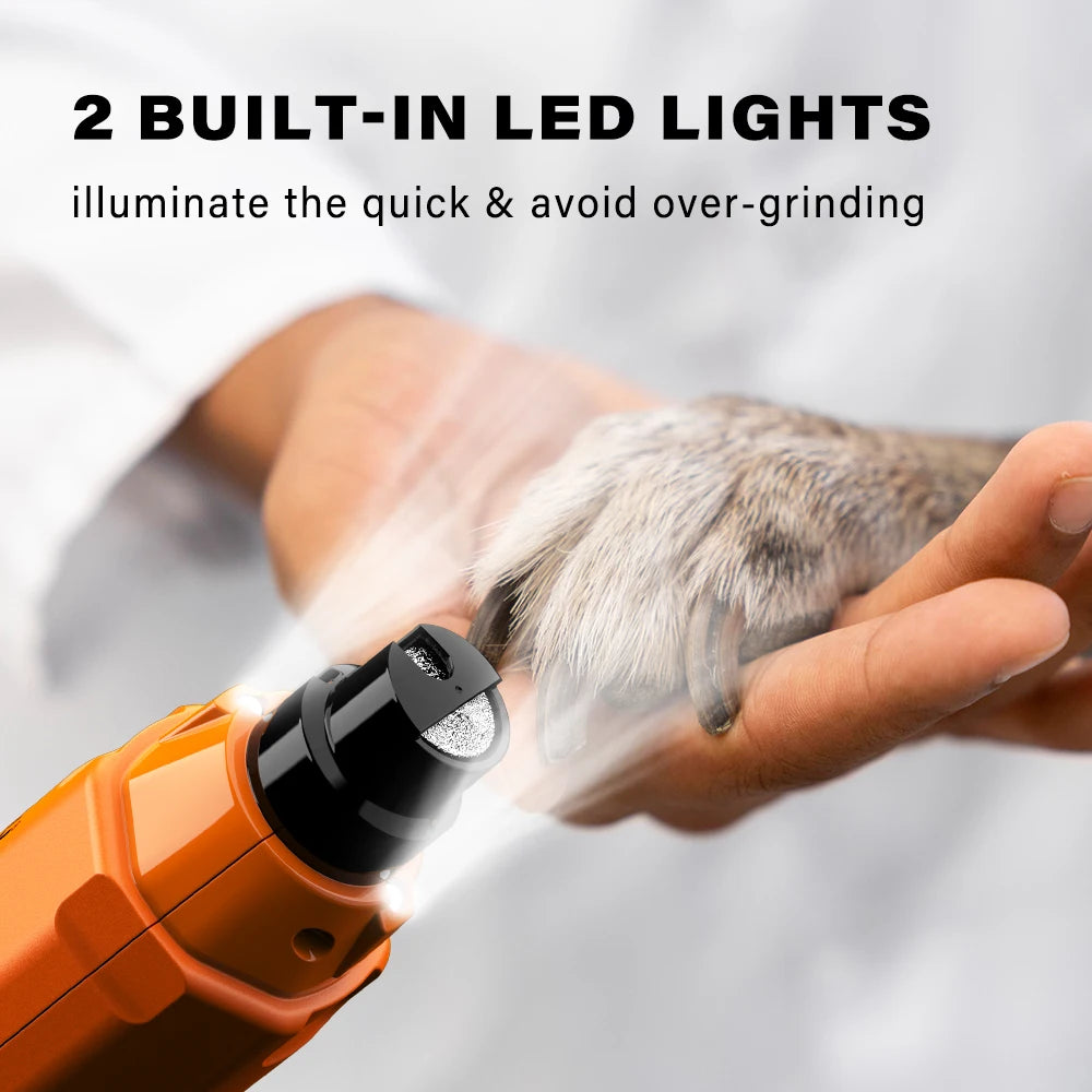 6-Speed Rechargeable Dog Nail Grinder Quiet Electric Pet Nail Trimmer for Painless Paw Grooming