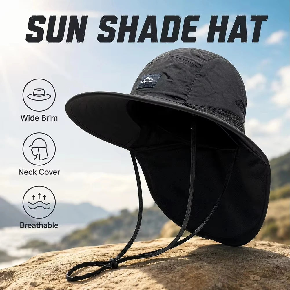 Wide Brim Sun Hat for Fishing & Hiking - Lightweight Breathable Adjustable Outdoor Travel Cap