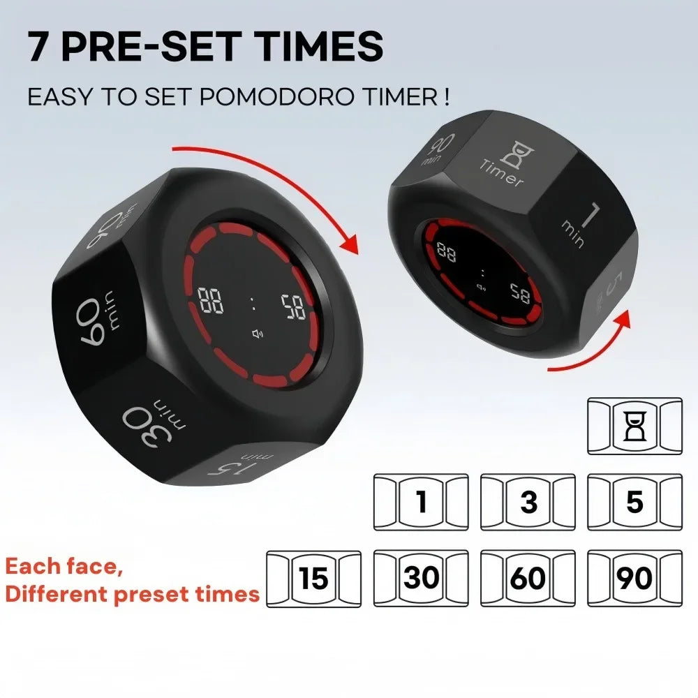 Mini Digital Gravity Flip Timer 1-90 Minute Countdown — LCD Flip Timer for Kitchen, Cooking, Pomodoro, Study & Work