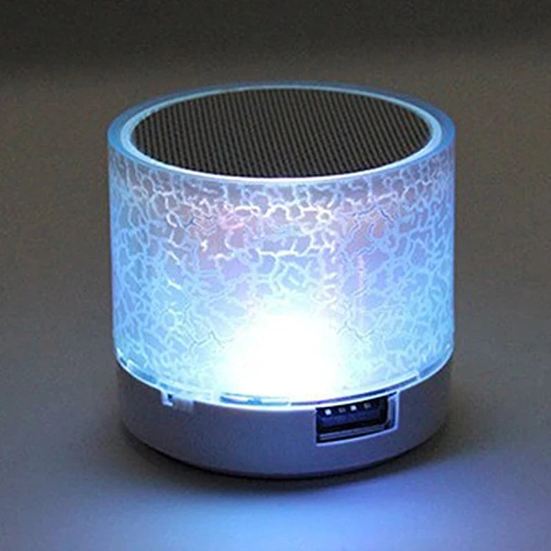 Wireless Bluetooth Speaker with Crack LED Light, USB & SD Card, Built-in Subwoofer — Portable Outdoor Music Player for Smartphone & Computer