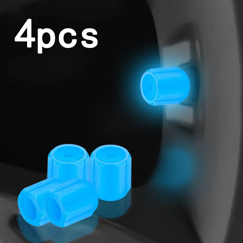 Luminous Tire Valve Caps - 6-Color LED Glowing Wheel Valve Caps for Car & Motorcycle (4/8/20-Pack)