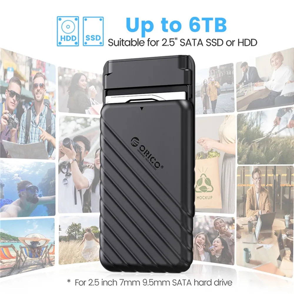 2.5-Inch SATA to USB 3.0 and Type-C External HDD Enclosure — Fits 7-9.5mm SSD/HDD, Up to 6TB, 5Gbps/6Gbps