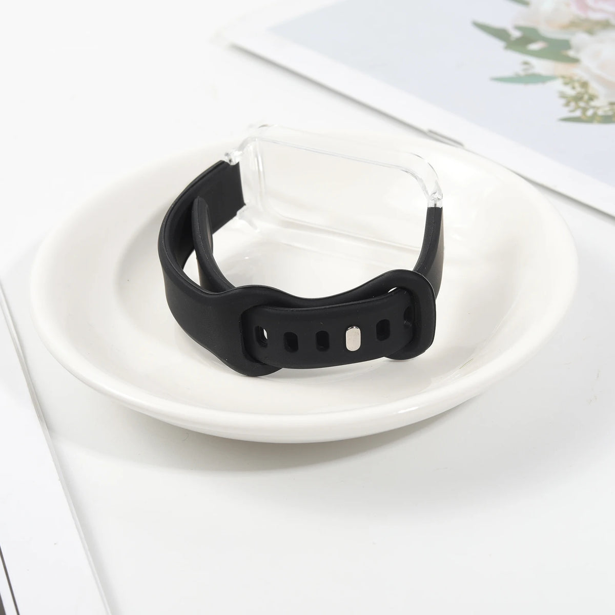 Silicone Watch Band and PC Protective Case for Smart Fitness Trackers - Unisex Replacement Strap