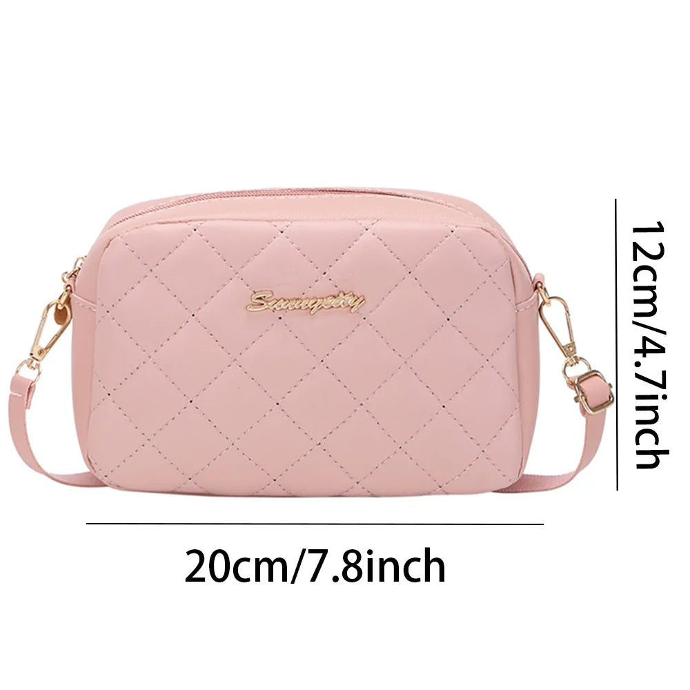 Tassel Small Messenger Crossbody Bag for Women – Lingge Embroidery Camera Shoulder Bag with Chain Strap (4.7 x 7.8 in / 12 x 20 cm)