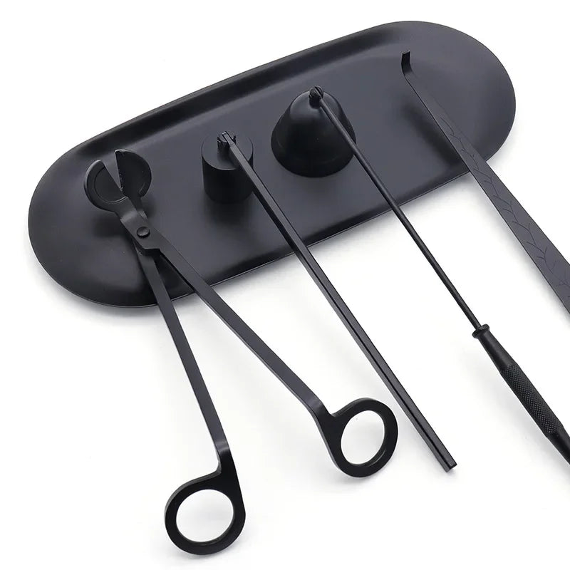 Candle Snuffer & Wick Trimmer — Black, 5 Style Options | Tray, Scissors & Hook Candle Accessories