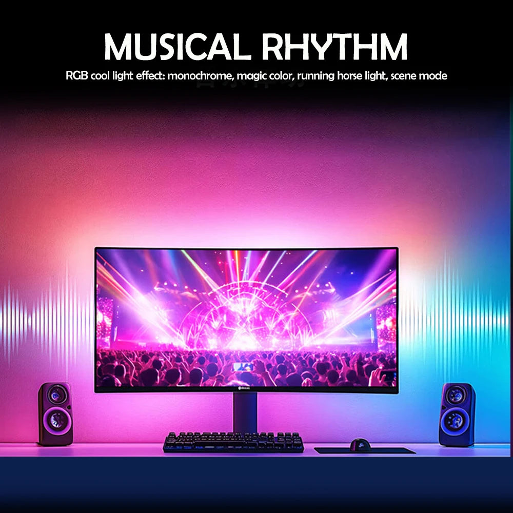 RGB Gaming LED Strip Backlight Smart App-Controlled Screen Sync Ambient Lighting for 24–34 in (61–86 cm) Monitors DIY Color Modes