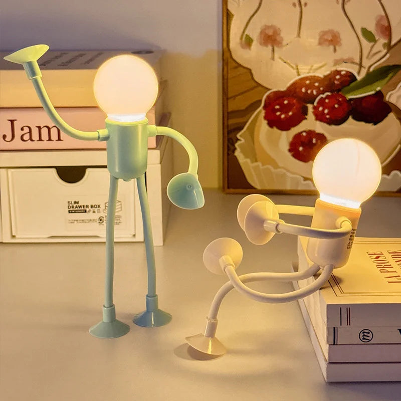 Mini Poseable Athlete Night Light with Suction Cup - Battery-Operated One-Touch Desk & Nursery Lamp