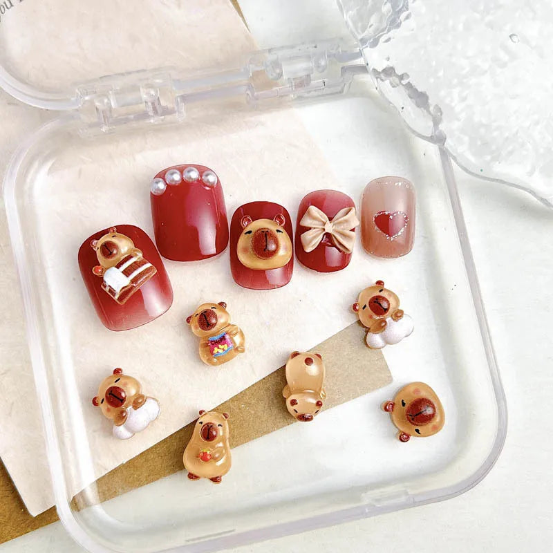 50pcs Cute Resin Capybara Nail Charms for Nail Art view 6
