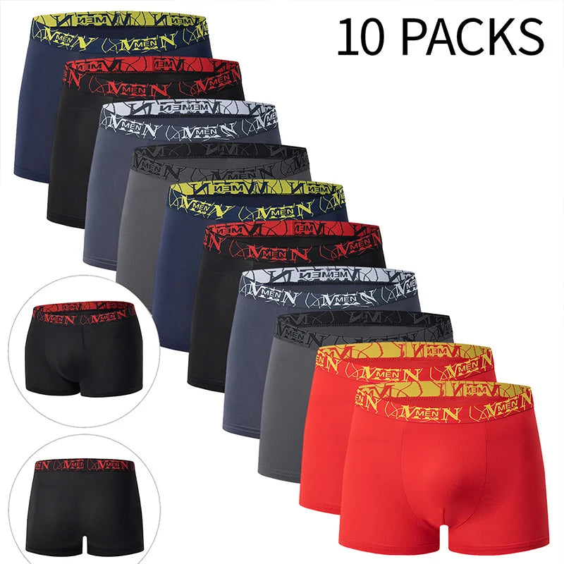 5/10-Pack Men's Black and Gold Printed Boxer Briefs - Comfortable Stretch Underwear for Sports, Beach & Leisure