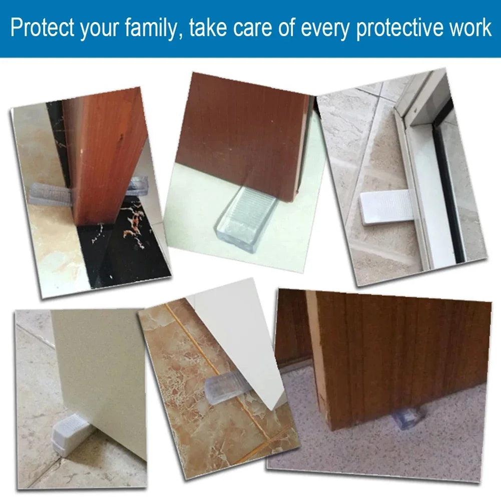 Transparent Silicone Door Stopper — No-Screw Anti-Collision Door Wedge, Anti-Slip, Fits 4–26 mm Door Gaps (63×18×14 mm / 2.48×0.71×0.55 in)