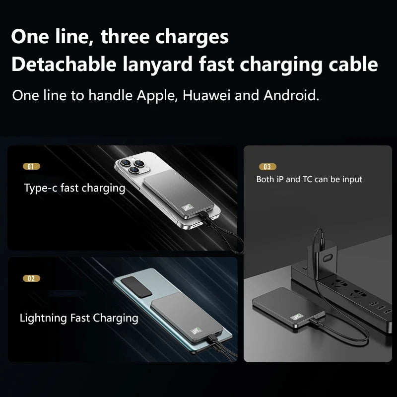 50000mAh Magnetic Wireless Power Bank PD 22.5W Fast Charge — MagSafe Compatible Portable Charger for iPhone Samsung Xiaomi