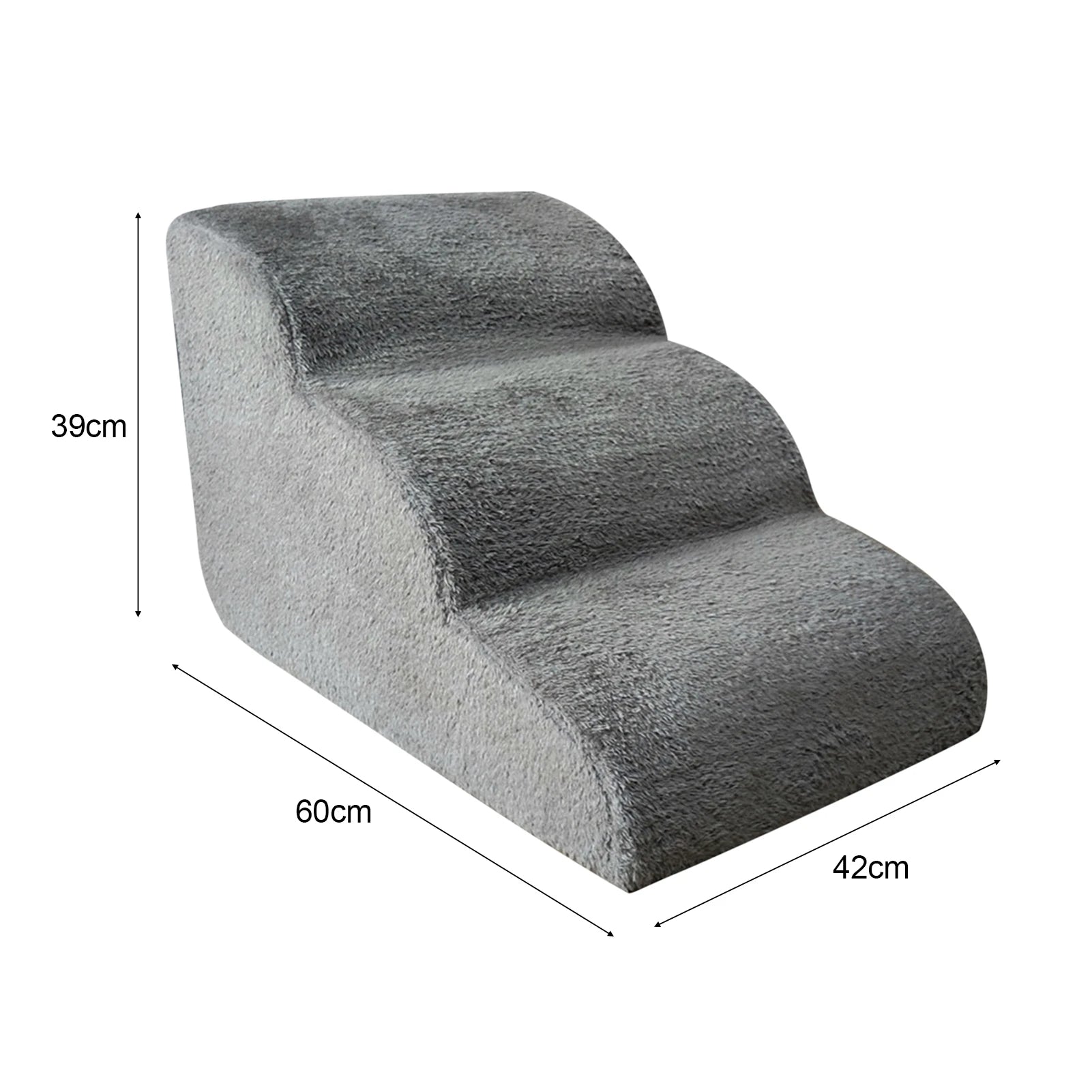 Non-Slip 3-Step Pet Stairs for Dogs & Cats — Removable Washable Cover, Foam Ramp for Bed & Sofa, 23.6 x 16.5 x 15.4 in (60 x 42 x 39 cm)