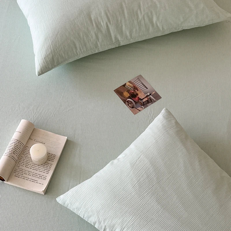 2-Pack 100% Cotton Pillowcases 48 x 74 cm (18.9 x 29.1 in) - Striped Pillow Covers, Skin-Friendly