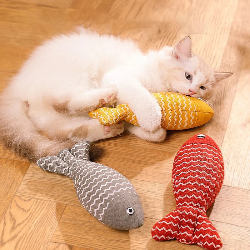 Interactive Fish Cat Toy with Catnip – Plush Kicker Pillow for Indoor Cats, 7.9 in (20 cm)