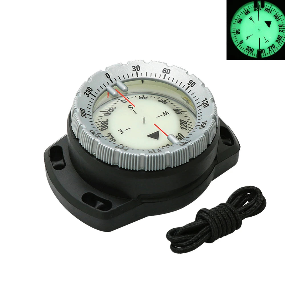 50M Luminous Dive Wrist Compass Waterproof Underwater Navigation with Elastic Cord