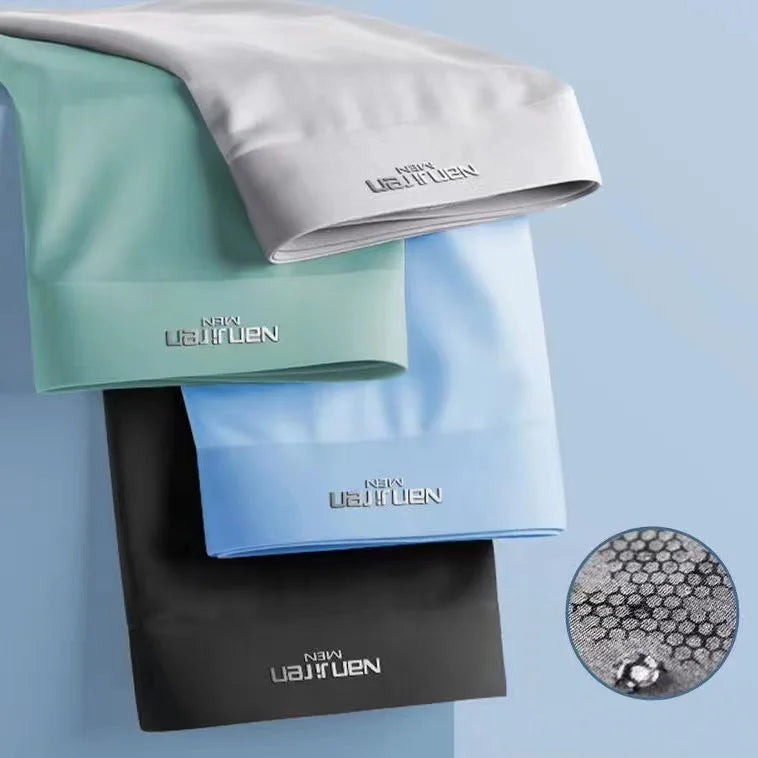 4-Pack Men's Ice Silk Boxer Shorts, Breathable Thin U-Pouch Underwear, Size L-6XL, Wholesale