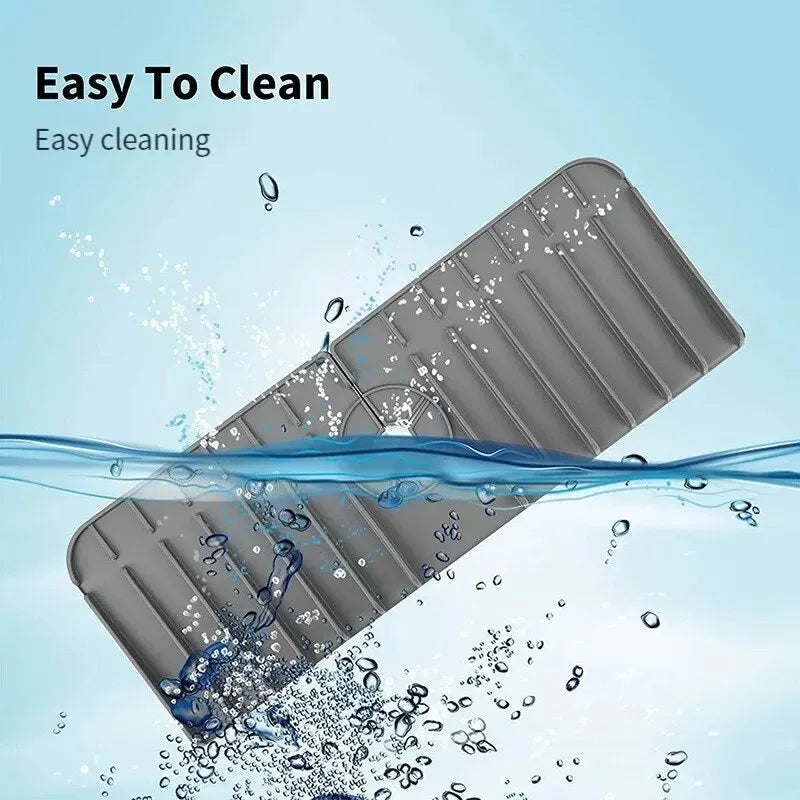 Silicone Sink Mat Sponge Holder – Wall-Mounted Dish Soap & Drain Pad Splash Guard Drying Mat 37 x 14 x 1.5 cm (14.6 x 5.5 x 0.6 in)